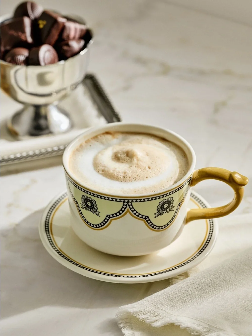 Anthropologie Louella Stoneware Mug & Saucer